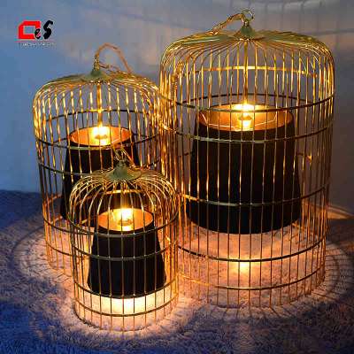 Modern Decorative Hanging Light Witn Chrome Golden Iron Bird Cage Pendent Light lamp